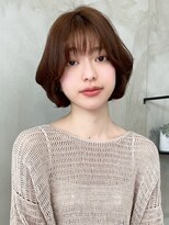 アイリス 天文館店(AIRIS)&nbsp;マロンブラウン 丸みボブ 前髪カット レイヤーボブ 20代 艶髪