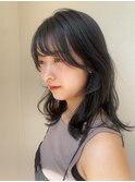 顔まわりカットフェイスレイヤー後れ毛カットミディアムレイヤー