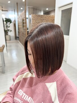 サロンドクオリア(Salon de Qualia) ショートボブ/切りっぱなしボブ/ピンクブラウン