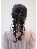 ◎大人可愛いツインヘアセット あみ下ろしリボンアレンジ