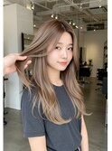 レイヤーロングベージュ20代30代40代くびれエクステ韓国ヘア