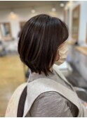 白髪ぼかしハイライト×ボブ[アースカラー/グレージュカラー]