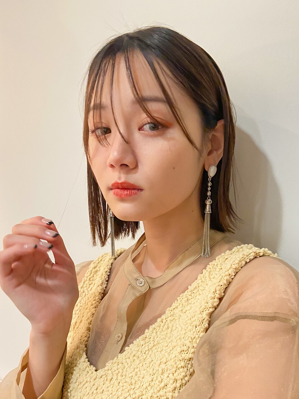 ピンクベージュ/透明感ボブ/表参道/原宿/女性美容師