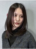 髪質改善縮毛矯正韓国風レイヤーカットダブルカラーベージュ