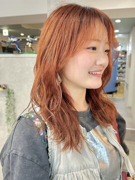 サニー 西中島店(sunny.) アプリコットオレンジ/美髪/ワイドバング/イメチェン
