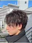 重野guest Style センターパートミディソフトツイストスパイラル