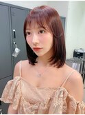ピンクブラウン ピンクカラー 伸ばしかけヘア ボブ レイヤーボブ