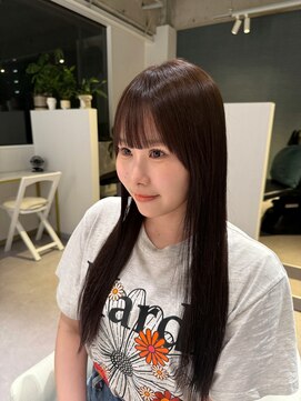 アム(amu) ブラウンカラー/前髪カット/顔周りカット/ブリーチなしカラー