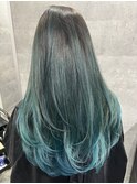 エメラルドグリーン バレイヤージュ