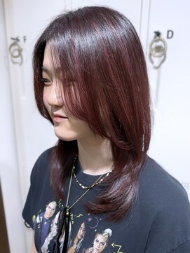 ハピネス クローバー 八木店(Happiness CLOVER) ワインレッド/ハイライト/ローレイヤーカット/髪質改善