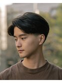 センターパートニュアンスパーマフェザーカット