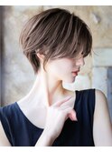 大人可愛い20代30代40代黒髪前下がりショートボブ丸みショート◎