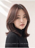 韓国風レイヤー/ピンクブラウン/ツヤカラー/藤が丘