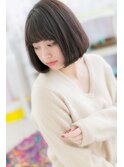 耳かけも◎艶カラー黒髪ナチュラル小顔前下がりボブa