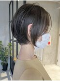 大人ショートボブ前髪なしダークアッシュ20代30代40代調布