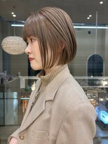 似合わせカットボブ小顔カットグレージュミルクティ