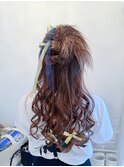 ハーフアップ／カチモリ／韓国風ヘアアレンジ／三つ編み
