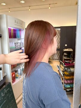 ヘアショップエヌアンドエー 久喜 栗橋店(hairshop N&A) ちらっと見せるピンクがキュート◎インナーカラーボブ/Wカラー
