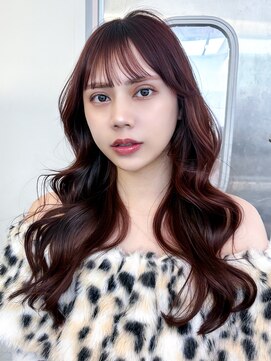 シオン(shion) 前髪カット大人ガーリーロング韓国ヘア_F1340