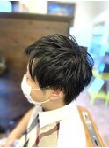 メンズソフトツーブロひし形ショートウルフレイヤービジネスマン