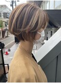 「NUDE」束感ショートボブショート20代30代40代前髪なしショート