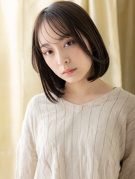 カバーヘア 上尾西口店(COVER HAIR) シースルーバング艶感ストレートワンカールボブY上尾20代30代