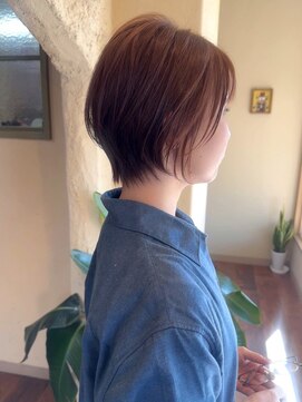 プリモ ココ 鍋島店(Primo coco.) ショートヘア オレンジベージュ 透明感カラー 20代30代