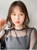 ワンカールデザインカラー暗めカラーサイドバングうる艶髪