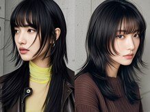 顔周りウルフレイヤーウルフハンサムウルフナチュラルウルフボブ