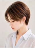 ショート/ショートボブ/ボブ/顔まわりレイヤー/艶カラー