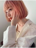 【Lit.】ミルクティーピンク×内巻きボブ【担当YUKINA】