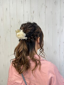 ヘアー リードレス(hair Re:dress) お嬢様ハーフアップ★結婚式 二次会 お呼ばれ ドレス