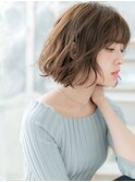 ■グレーベージュ耳掛けゆるふわボブパーマ52-3★上尾30代40代!