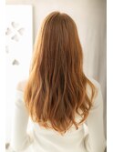 ハイトーンカラーオレンジベージュ透明感ロングZ越谷20代30代