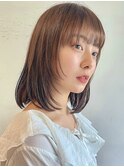 レイヤーボブ大人可愛いフェイスレイヤーショコラオレンジ