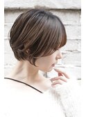 大人可愛い20代30代40代黒髪前下がりショートボブ丸みショート◎