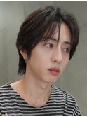 メンズセンターパート七三分けパートニュアンスパーマ刈り上げ