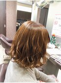 切りっぱなしボブ、オレンジカラー