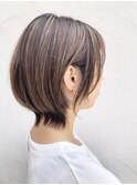 軽めショートボブ/白髪ぼかし◎/プチウルフ