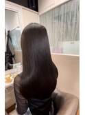 ダークグレー艶髪ロングシンプルストレート◎オータムブラウン