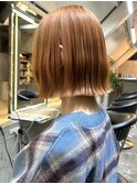 ボブ切りっぱなしボブ ダブルカラー ケアブリーチ