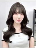 うるツヤまとまる韓国ヘア*薄めぱっつん前髪/グレージュカラー