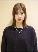 【赤津美奈】ミディアムレイヤー　ブリーチなし　ベージュカラー