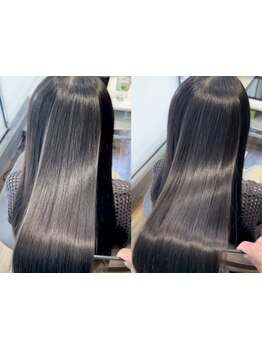 ただのストレートではなく、傷みが目立たない自然な仕上がりに。手触り・まとまり感も◎扱いやすい髪質に♪