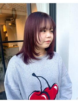 クロレ(CLORE) レイヤーカット　顔回りレイヤー　レッドカラー　暖色カラー