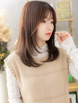 カバーヘア ブリス 志木南口駅前店(COVER HAIR bliss) 透け感カーキベージュ小顔ミディアムレイヤーh3志木20代30代40代