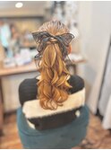 編み込みポニーテール