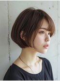 イメチェン　外はね　ボブ　美髪　ワイドバング　ブルーブラック
