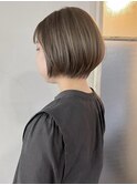 丸みショートボブ/大人ショートボブ/透明感カラー/グレージュ