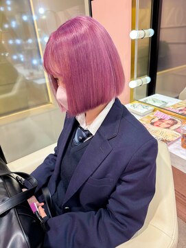 ラベンダーピンク/ピンクカラー/ボブ/ブリーチカラー/ハイトーン
